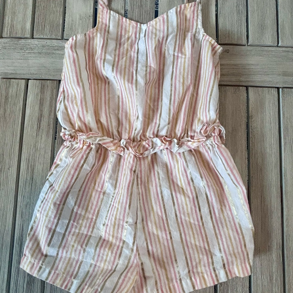Maggie & Zoe Pink and White Striped Romper